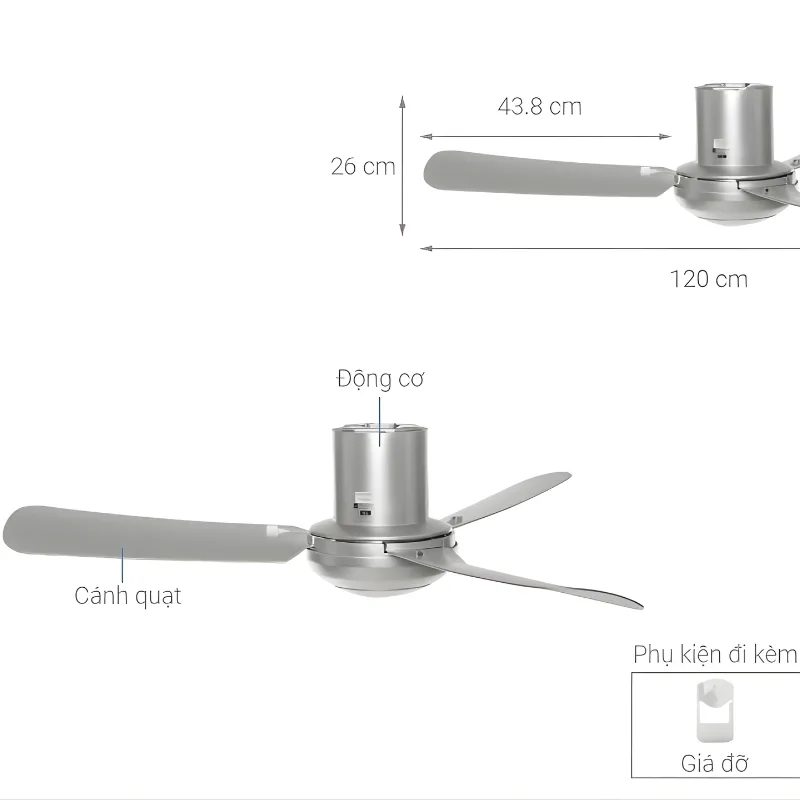 Quạt trần KDK M11SU(SIL) màu xám - B/H Chính Hãng KDK - Ảnh 3