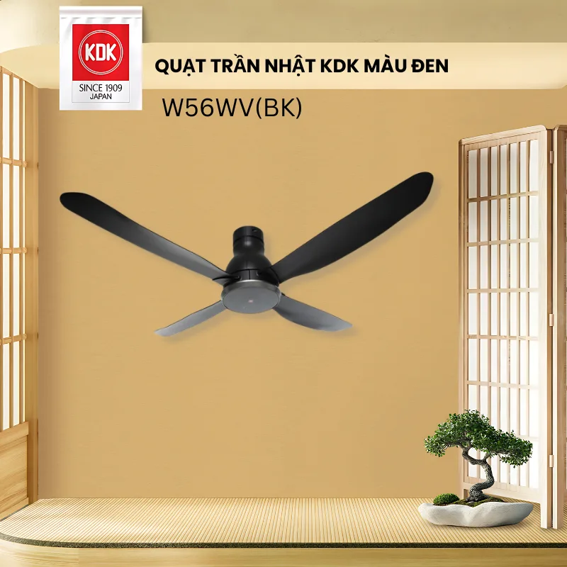 Quạt trần KDK W56WV(BK) 4 cánh - B/H Chính Hãng KDK