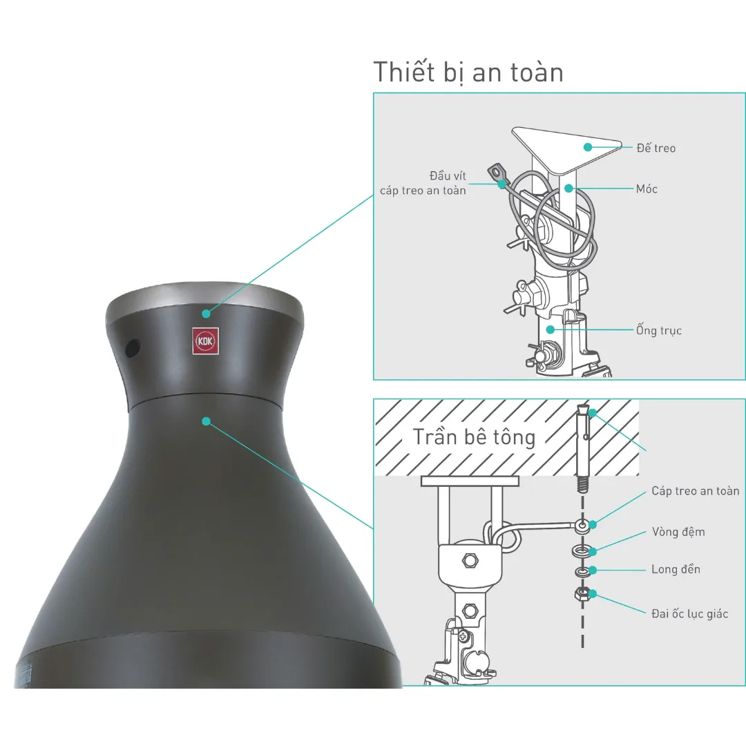 Quạt trần KDK T60DW(GY) màu Xám Bạc - B/H Chính Hãng KDK - Ảnh 6