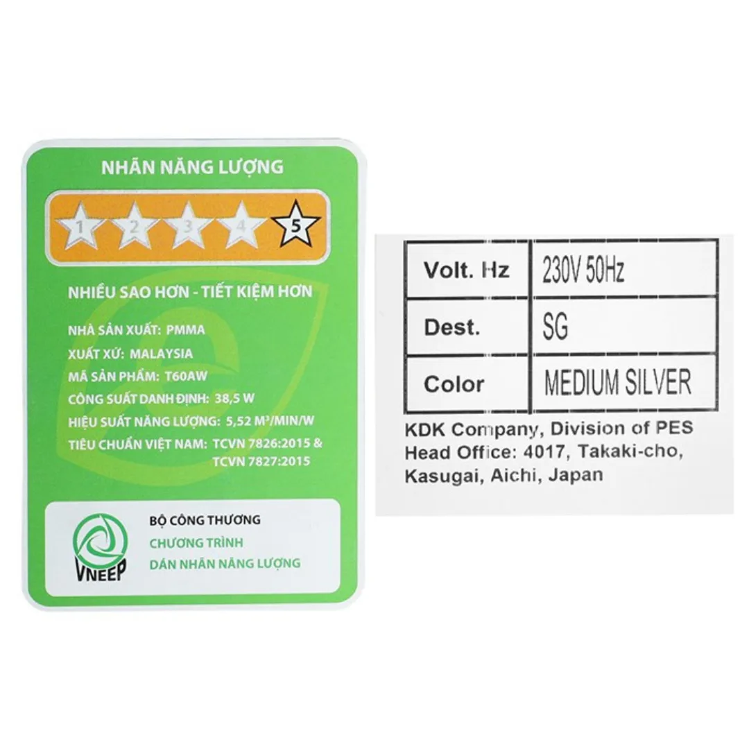 Quạt trần KDK T60AW(SIL) màu Bạc - B/H Chính Hãng KDK - Ảnh 8