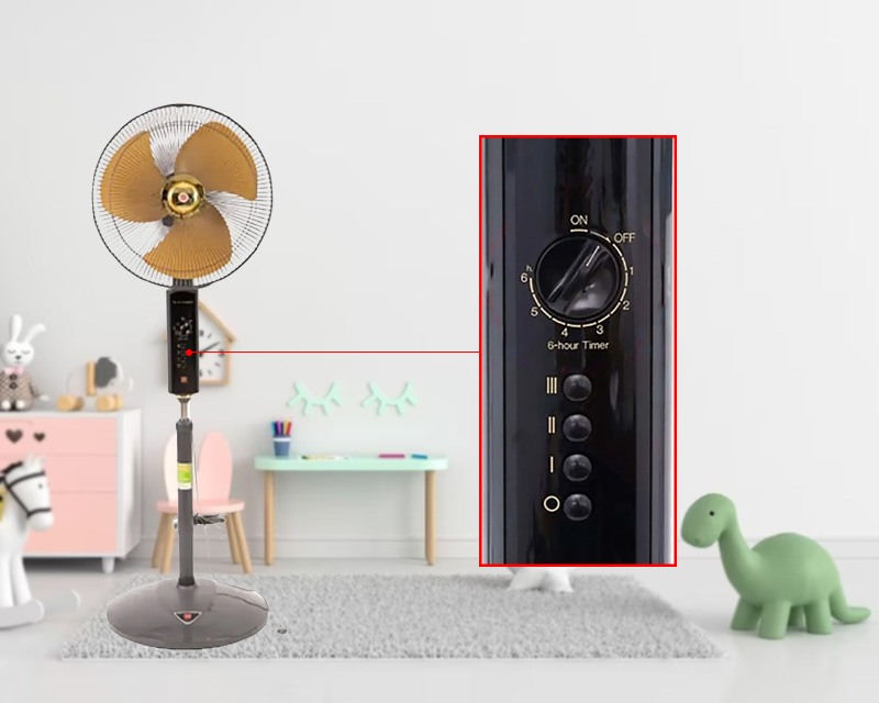 Quạt có 3 chế độ gió và hẹn giờ lên đến 6 giờ
