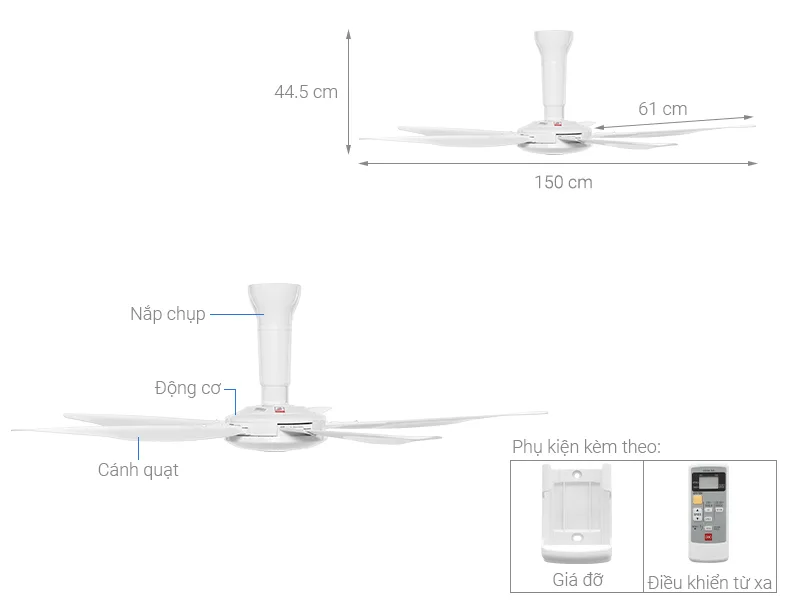 Mô tả thông số kỹ thuật của quạt trần KDK Z60WS(WH)
