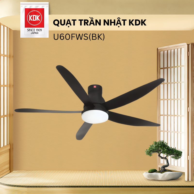 Quạt trần Nhật KDK U60FWS(BK) - Chính Hãng