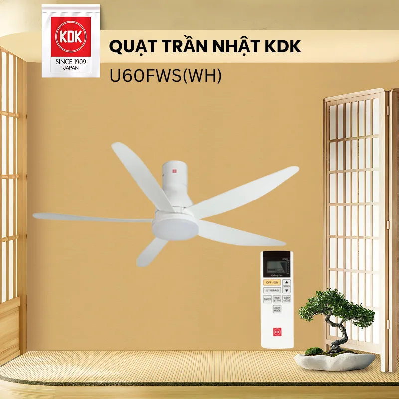 Quạt trần Nhật KDK U60FWS(WH) - Chính Hãng